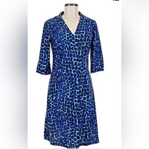 Jude Connally Teal and Navy Patterned Dress
